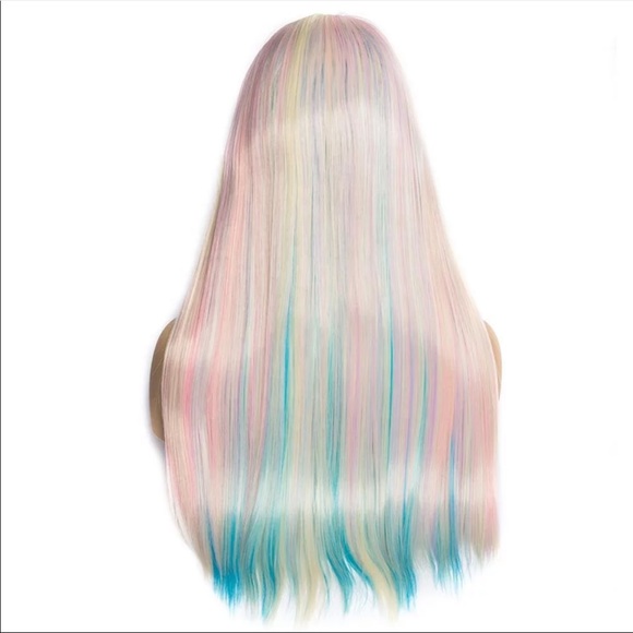 Blonde & pastel Long Straight Synthetic Lace Front - Picture 2 of 7